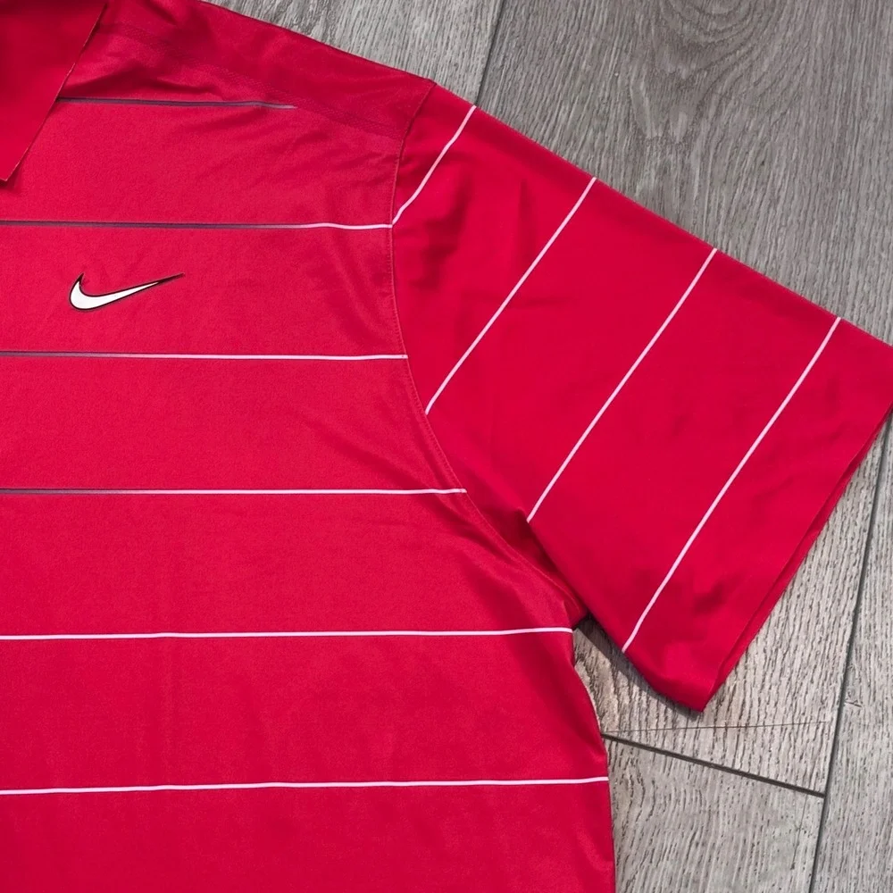 Nike Golf Polo Mens XL Red Tiger Woods Collection Dri-FIT Preppy Athletic Casual